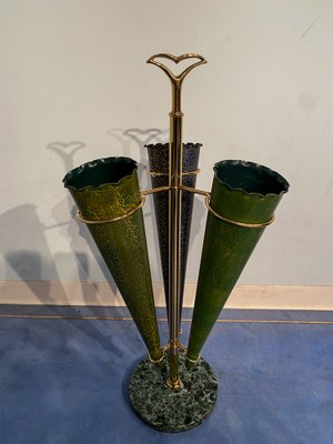 Italian Mid-Century Green Umbrella Stand with Cracked Effect, 1950s-MTX-1259670