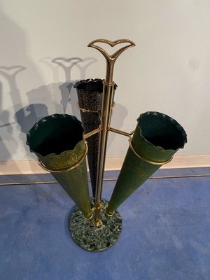 Italian Mid-Century Green Umbrella Stand with Cracked Effect, 1950s-MTX-1259670