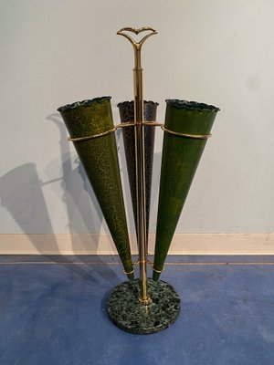 Italian Mid-Century Green Umbrella Stand with Cracked Effect, 1950s-MTX-1259670