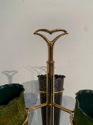 Italian Mid-Century Green Umbrella Stand with Cracked Effect, 1950s-MTX-1259670