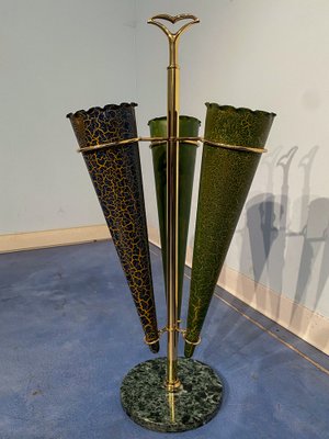 Italian Mid-Century Green Umbrella Stand with Cracked Effect, 1950s-MTX-1259670