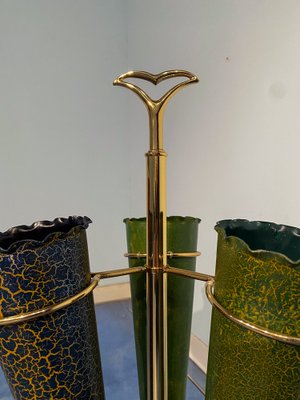 Italian Mid-Century Green Umbrella Stand with Cracked Effect, 1950s-MTX-1259670