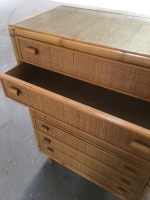 Italian Mid-Century Modern Bamboo & Glass Dresser, 1970s-DHH-968784