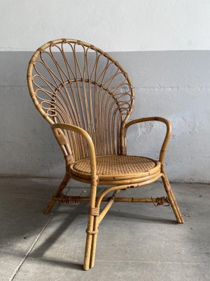 Italian Mid-Century Modern Bamboo Peacock Armchair-DHH-1107023