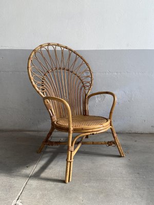 Italian Mid-Century Modern Bamboo Peacock Armchair-DHH-1107023