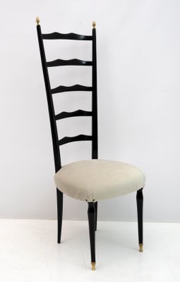 Italian Mid-Century Modern Chiavari Chairs in Velvet with High Backrests, 1950s, Set of 2-FER-1134112