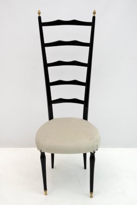 Italian Mid-Century Modern Chiavari Chairs in Velvet with High Backrests, 1950s, Set of 2-FER-1134112