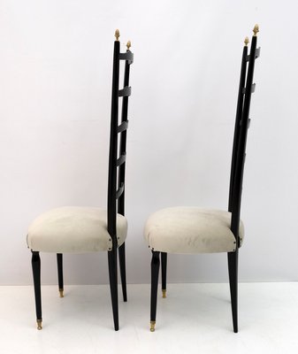 Italian Mid-Century Modern Chiavari Chairs in Velvet with High Backrests, 1950s, Set of 2-FER-1134112