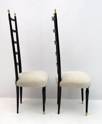 Italian Mid-Century Modern Chiavari Chairs in Velvet with High Backrests, 1950s, Set of 2-FER-1134112