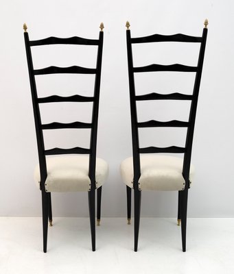 Italian Mid-Century Modern Chiavari Chairs in Velvet with High Backrests, 1950s, Set of 2-FER-1134112