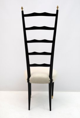 Italian Mid-Century Modern Chiavari Chairs in Velvet with High Backrests, 1950s, Set of 2-FER-1134112