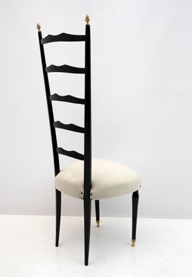 Italian Mid-Century Modern Chiavari Chairs in Velvet with High Backrests, 1950s, Set of 2-FER-1134112