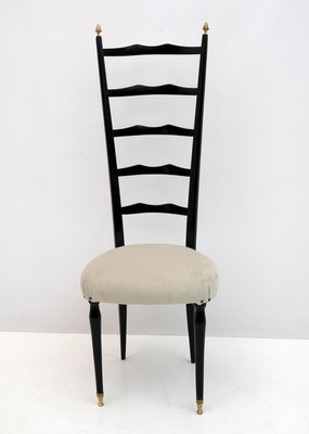 Italian Mid-Century Modern Chiavari Chairs in Velvet with High Backrests, 1950s, Set of 2-FER-1134112