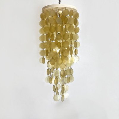 Italian Mid-Century Modern Golden Plastic Cascade Chandelier, 1970s-GDD-1284759