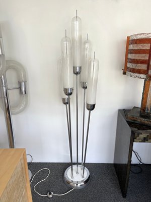 Italian Mid-Century Modern Reed Floor Lamp Murano Glass Metal attributed to Mazzega, 1970s-FUE-1438488