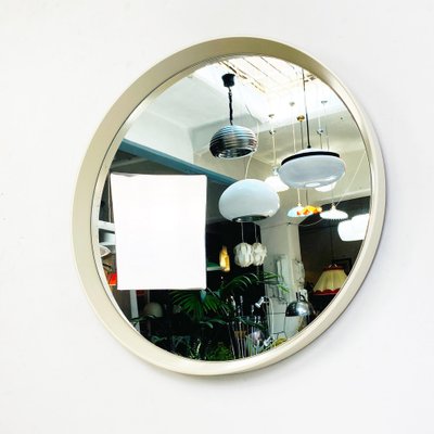 Italian Mid-Century Modern Round White Plastic Mirror, 1980s-GDD-1313688