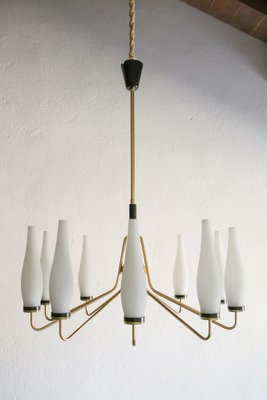 Italian Mid-Century Modern Ten Light Chandelier Attributed to Stilnovo, 1950s-MTX-1132629