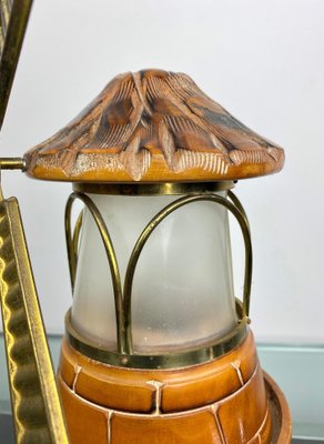 Italian Mill Table Lamp Ashtray in Hand-Carved Wood by Aldo Tura Macabo, 1960s-LYQ-1171658