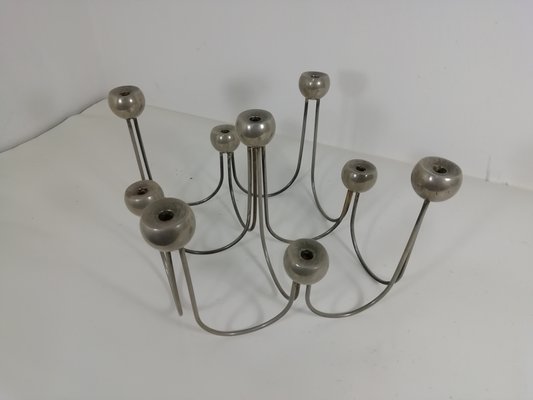 Italian Minimalist Chrome-Plated Steel Candleholder-HNE-1314723