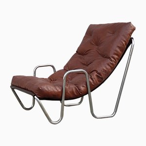 Italian Minimalist Lounge Chair in Chromed Metal, 1970s-EH-776779