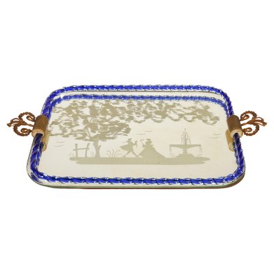 Italian Mirror-Engraved Murano Glass Serving Tray by Ercole Barovier, 1950s-LYQ-1740106