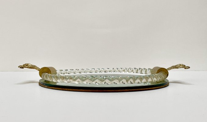 Italian Mirror-Engraved Murano Glass Serving Tray from Ercole Barovier, 1940s-JDR-1180043