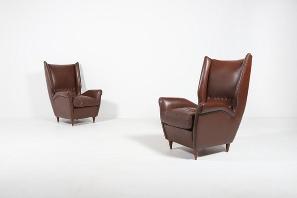 Italian Model 512 Wingback Lounge Armchairs by Gio Ponti, 1950s, Set of 2-KMC-961611