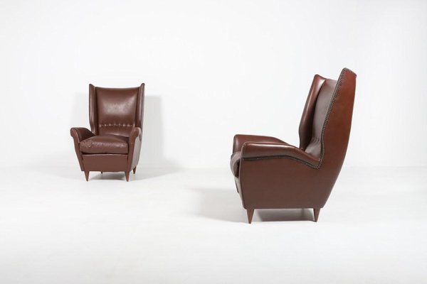 Italian Model 512 Wingback Lounge Armchairs by Gio Ponti, 1950s, Set of 2-KMC-961611