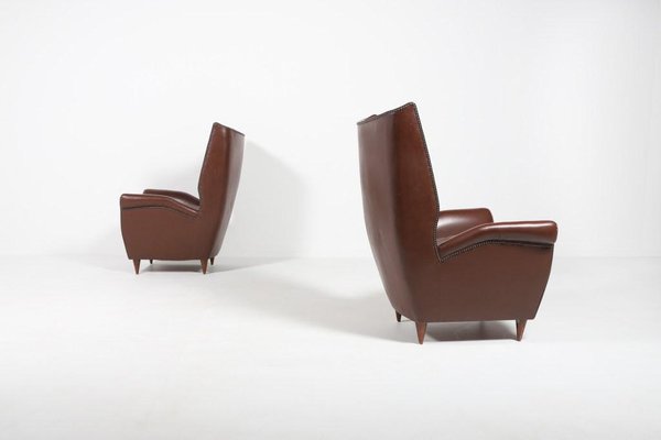 Italian Model 512 Wingback Lounge Armchairs by Gio Ponti, 1950s, Set of 2-KMC-961611