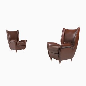 Italian Model 512 Wingback Lounge Armchairs by Gio Ponti, 1950s, Set of 2-KMC-961611