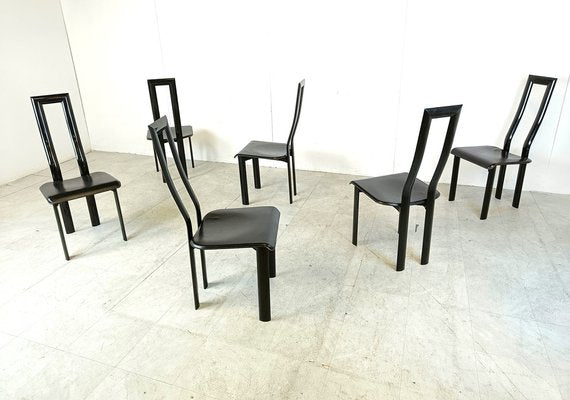 Italian Model Regia Dining Chairs by Antonello Mosca for Ycami, 1980s, Set of 6-IRH-1822084