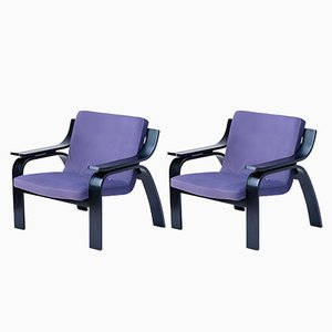 Italian Model Woodline 722 Armchairs by Marco Zanuso for Arflex, 1960s, Set of 2-DHD-734307