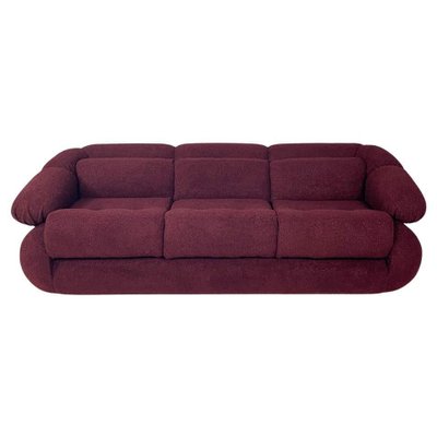 Italian Modern 3-Seater Sofa in Burgundy Teddy Fabric, 1970s-GDD-1823283