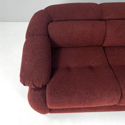 Italian Modern 3-Seater Sofa in Burgundy Teddy Fabric, 1970s-GDD-1823283