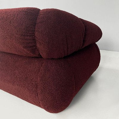 Italian Modern 3-Seater Sofa in Burgundy Teddy Fabric, 1970s-GDD-1823283