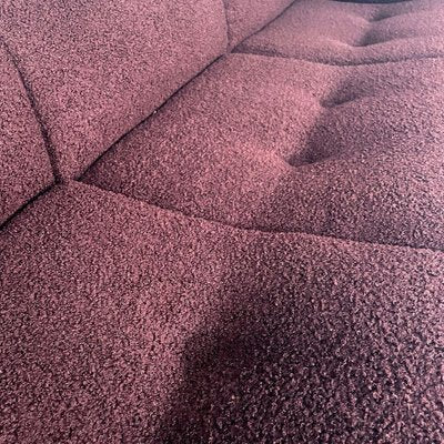 Italian Modern 3-Seater Sofa in Burgundy Teddy Fabric, 1970s-GDD-1823283