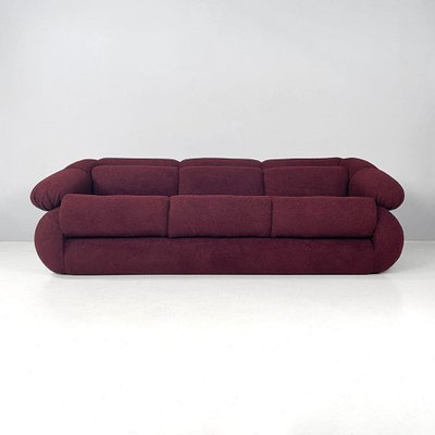 Italian Modern 3-Seater Sofa in Burgundy Teddy Fabric, 1970s-GDD-1823283