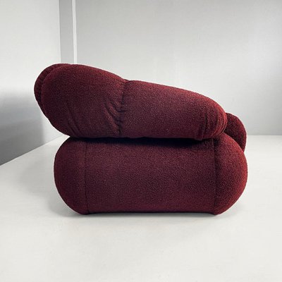 Italian Modern 3-Seater Sofa in Burgundy Teddy Fabric, 1970s-GDD-1823283