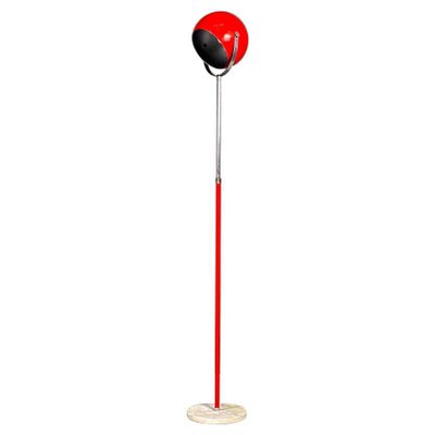 Italian Modern Adjustable Floor Lamp in Red and Chromed Metal with Marble Base by Goffredo Reggiani, 1970-GDD-1324657