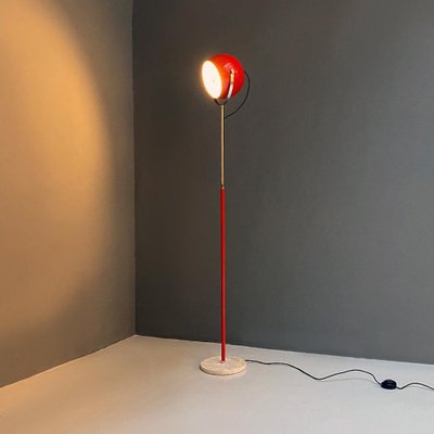 Italian Modern Adjustable Floor Lamp in Red and Chromed Metal with Marble Base by Goffredo Reggiani, 1970-GDD-1324657