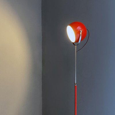 Italian Modern Adjustable Floor Lamp in Red and Chromed Metal with Marble Base by Goffredo Reggiani, 1970-GDD-1324657