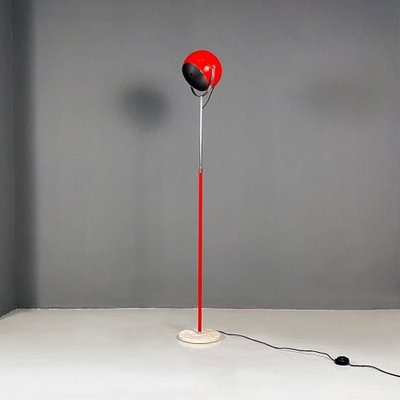 Italian Modern Adjustable Floor Lamp in Red and Chromed Metal with Marble Base by Goffredo Reggiani, 1970-GDD-1324657