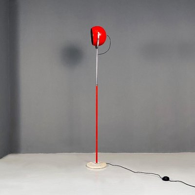 Italian Modern Adjustable Floor Lamp in Red and Chromed Metal with Marble Base by Goffredo Reggiani, 1970-GDD-1324657