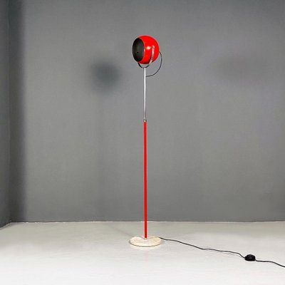 Italian Modern Adjustable Floor Lamp in Red and Chromed Metal with Marble Base by Goffredo Reggiani, 1970-GDD-1324657