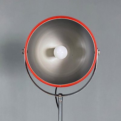 Italian Modern Adjustable Floor Lamp in Red and Chromed Metal with Marble Base by Goffredo Reggiani, 1970-GDD-1324657