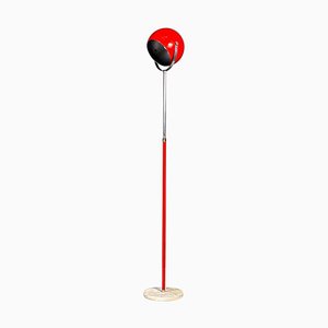 Italian Modern Adjustable Floor Lamp in Red and Chromed Metal with Marble Base by Goffredo Reggiani, 1970-GDD-1324657