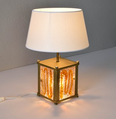 Italian Modern Amber Murano Glass & Brass Table Lamp from Mazzega-IJF-1285650