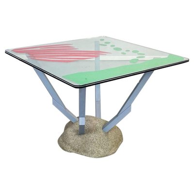 Italian Modern Artifici Table in Glass, Fabric and Wood by Deganello for Cassina, 1985-GDD-1355695