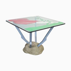 Italian Modern Artifici Table in Glass, Fabric and Wood by Deganello for Cassina, 1985-GDD-1355695