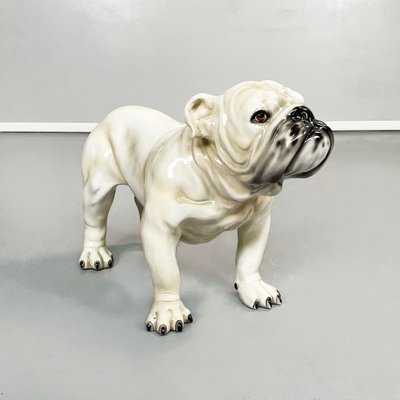 Italian Modern Beige & Black Ceramic Sculpture of Standing Bulldog, 1970s-GDD-1306578